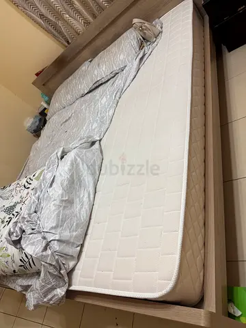 King size bed with  mattress with fitted sheet - good condition