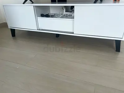 White TV Stand / Entertainment Unit - Minimal Modern Design