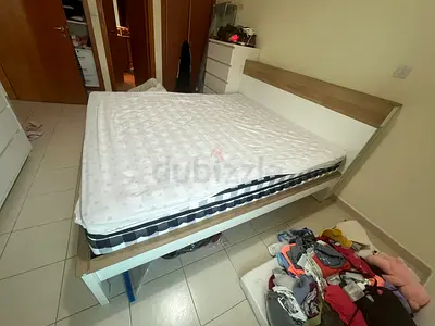 King Bed Frame with Headboard - Light Wood White