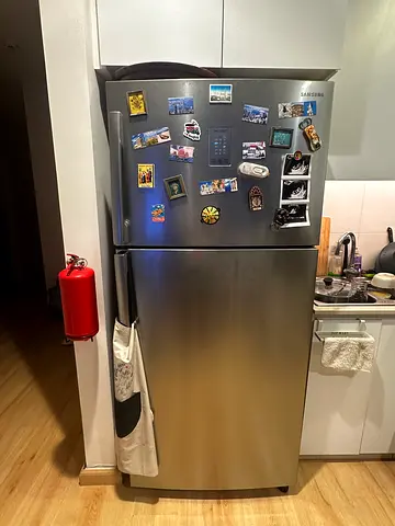 Stainless Steel Double-Door Refrigerator — Good Condition