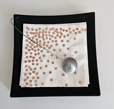 Black Decorative Square Tray with Tea Infuser and Napkins