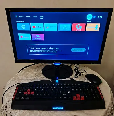 ViewSonic monitor with keyboard and mouse – ready PC setup. Urgent for sell. Serious buyers only.