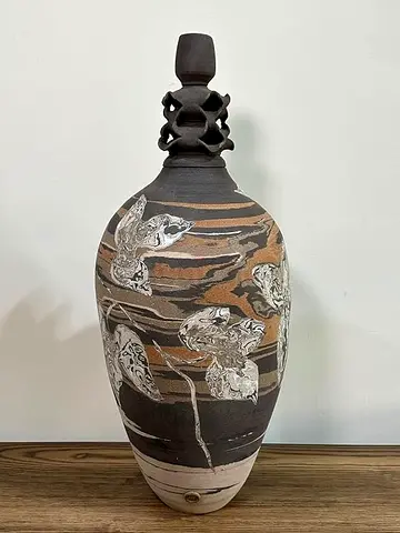 GAIA Desert Home Decor Collection Marble Vase, Large, 21 cm Width x 52 cm Height, Gray