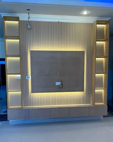 Built-in TV Entertainment Wall Unit with LED Shelves