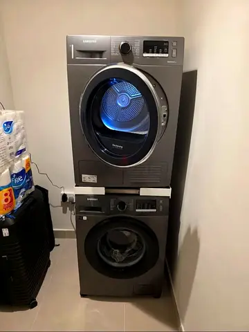 Samsung 9kg Stackable Washer and Dryer Set - Dark Grey, Good Condition