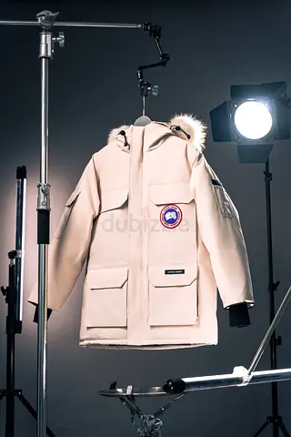 Canda goose beige parka jacket with fur hood