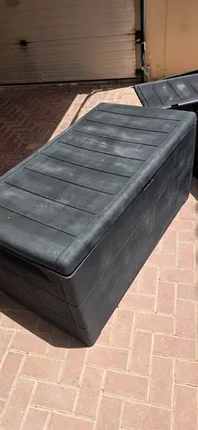Large Outdoor Storage Ottoman / Bench - Dark Grey