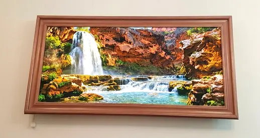 Framed Waterfall Landscape Wall Art - Lighted Panel