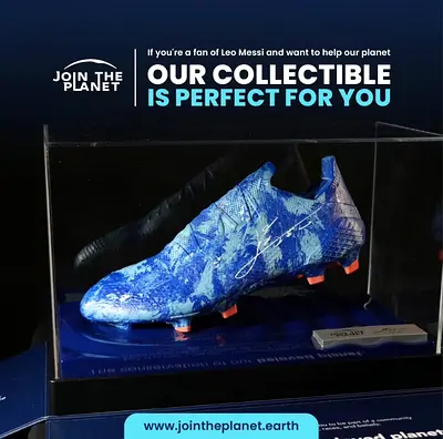 Lionel Messi Signed Miniature Blue Football Boot Display (Collectors Piece)