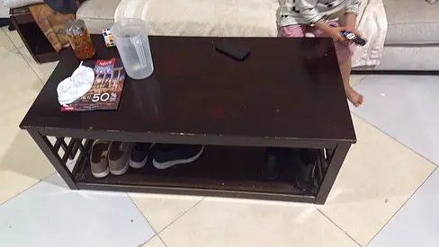Wooden Coffee Table with Lower Shelf - Dark Brown, Good Condition