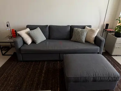 Friheten Gray 3-seater Sofa bed with Ottoman — Good condition