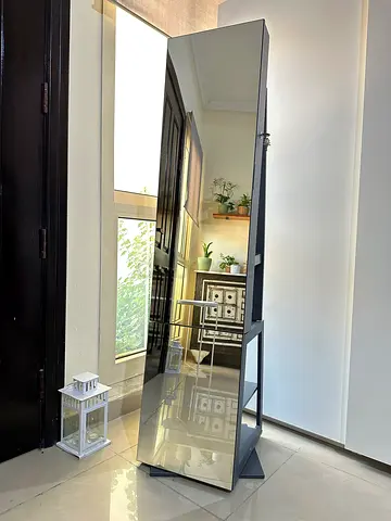 Tall Lockable Display Cabinet with Glass Shelves and Lighting