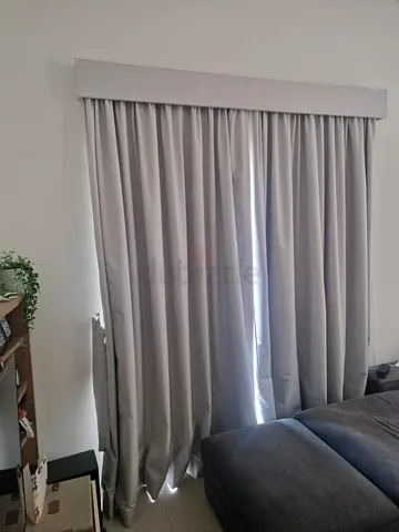 Light grey blackout curtains with pelmet - pair