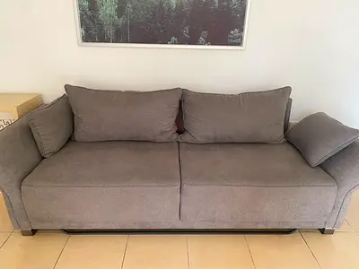 Grey 3-Seater Fabric Sofa Bed in Good Condition