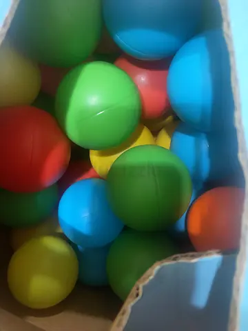 Box of colorful plastic play ball pit balls - approx. 135pieces