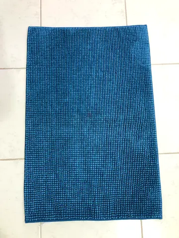 Blue textured rectangular rug/mat - good condition