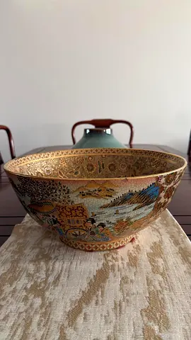 Large Hand-Painted Asian Decorative Porcelain Bowl