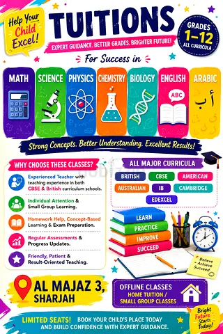 Math | Science | Physics | Chemistry |Biology |English | Arabic Tuition| Grades 1–12 | All Curricula