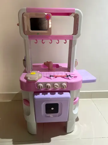Pink Kids Play Kitchen Set with Oven and Accessories