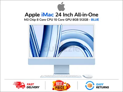 Apple iMac 24 Inch All-in-One, New - M3 Chip 8 Core CPU 8GB 512GB - FREE DELIVERY, WARRANTY