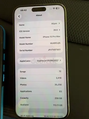 iPhone 15 pro Max 256 with AppleCare till 06/27