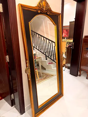 Elegant antique Full-Length Ornate Gold  Black Framed Mirror - Floor/Wall