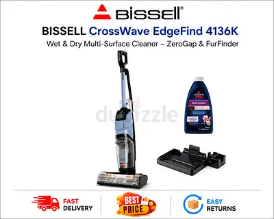 BISSELL CrossWave EdgeFind 4136K Wet  Dry Multi-Surface Cleaner - New Condition, All Accessories