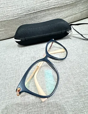 Valentino Blue and cream full-rim eyeglass frames with hard case
