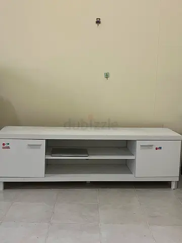 White TV Entertainment Unit with Storage - Good Condition