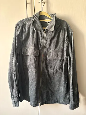 Corduroy Zip-Up Overshirt Jacket Greyish blue