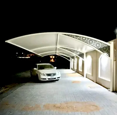 White outdoor carport canopy — modern metal shade for 2 cars