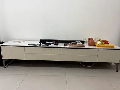 Modern low TV cabinet / Unit media console in off-white 200x36cm