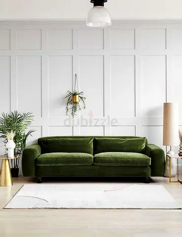 Green Velvet 3-Seater Sofa