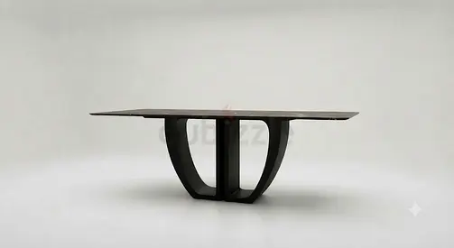Modern rectangular dining table with sculptural base