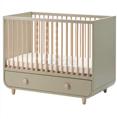 Convertible baby crib with drawer - neutral beige, gently used