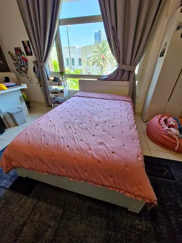 Single white wooden bed frame with headboard - good condition