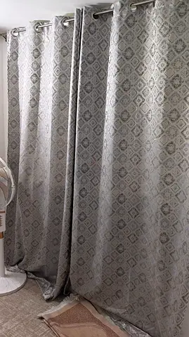 Grey Geometric Pattern Eyelet Curtains