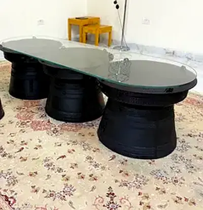 Pottery Barn Modern Glass Coffee Table with Unique Black Base