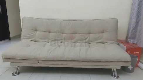 Beige Convertible Sofa Bed / Futon in Good Condition