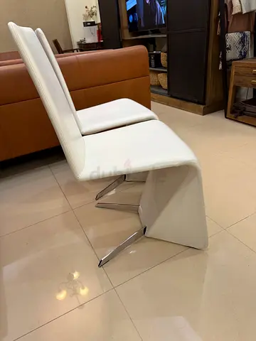 x2 CATTELAN ITALIA Patricia chairs white genuine leather luxury Italian designer W51 D58 H95 cm