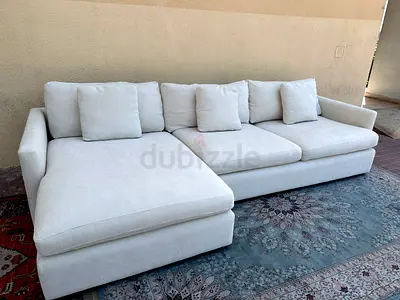 Crate and barrel white color lshape sofa for sale