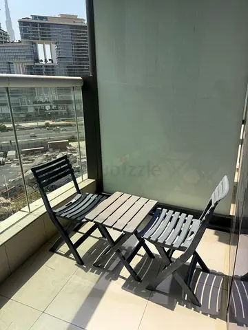 Set of 2 Outdoor Balcony Chairs with Small Table - Black/Gray