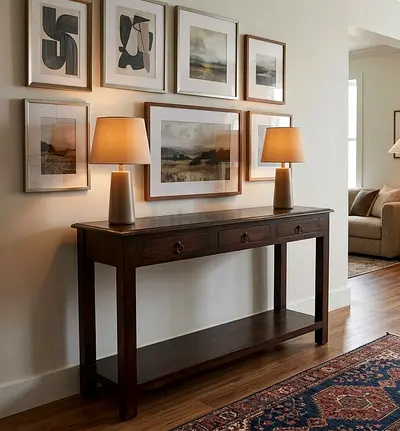 Marina home wooden console table with drawers