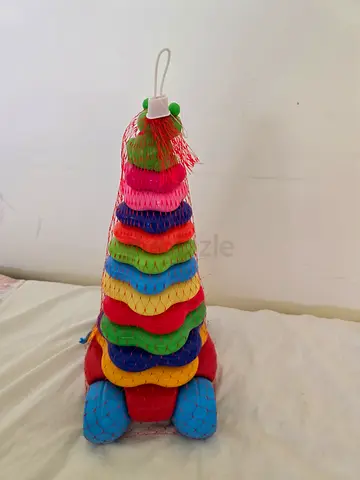 Colorful Stackable Squeaky Fish Toy Set - 12 Pieces
