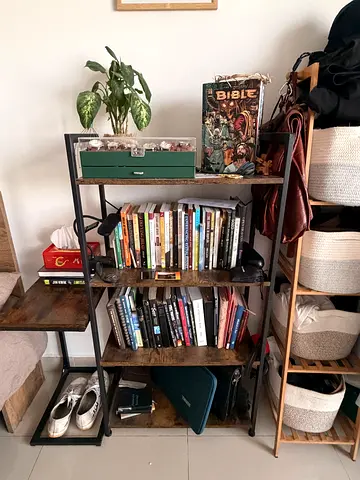 Modern Industrial Style Bookcase with Metal Frame