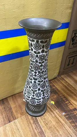 Tall Decorative Ceramic Floral Vase - Black  White