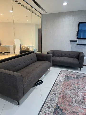 Gray 3-Seater Fabric Sofa - Modern Tufted Design