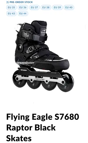 Flying Eagle S7680 Raptor Black Inline Skates - Size EU 39-40 (pre-order)