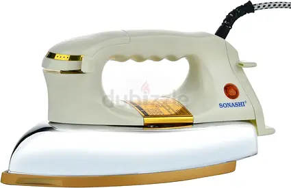 Sonashi Heavy Iron with Golden Ceramic Coated Soleplate, Easy Temperature Settings with Thermostat
