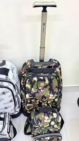 Camouflage trolley backpack set with detachable small bag